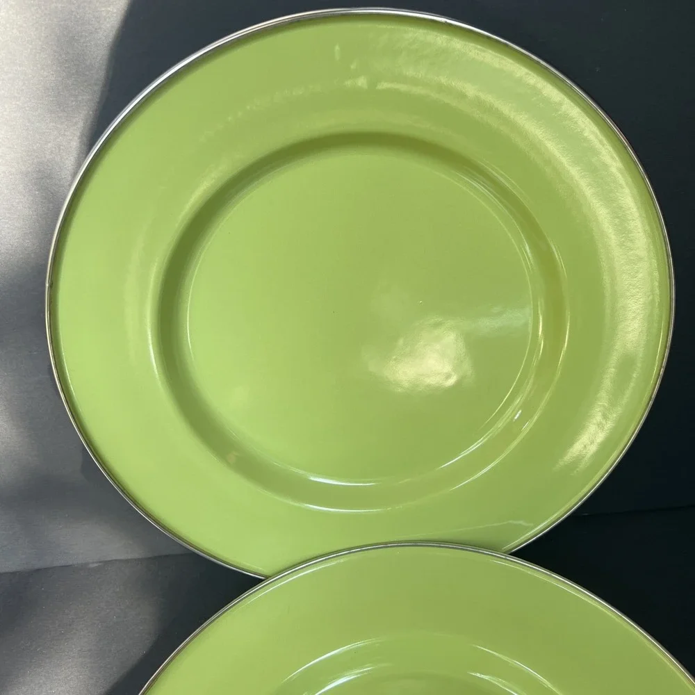 Discontinued Pottery Barn Enamelware Chargers Plates 12